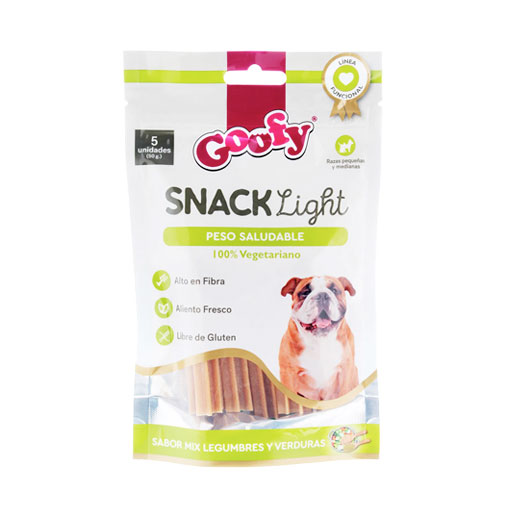 Snacks para perros de la marca Goofy en presentación Light para perros obesos