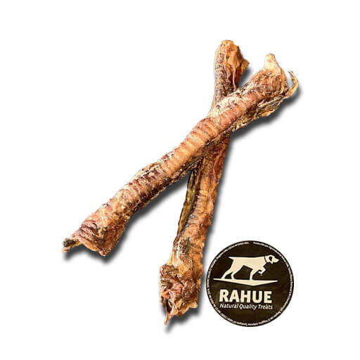 Snacks para perros de la marca Rahue en presentación Traquea de Cordero