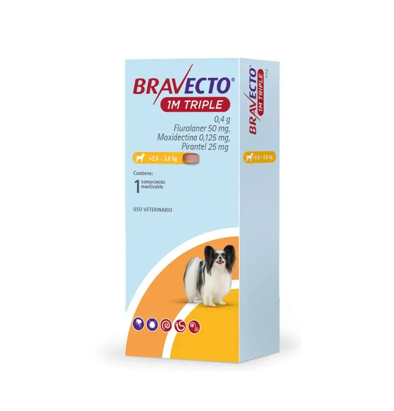 Bravecto Antiparasitario Triple 1M (2 a 5 kg)