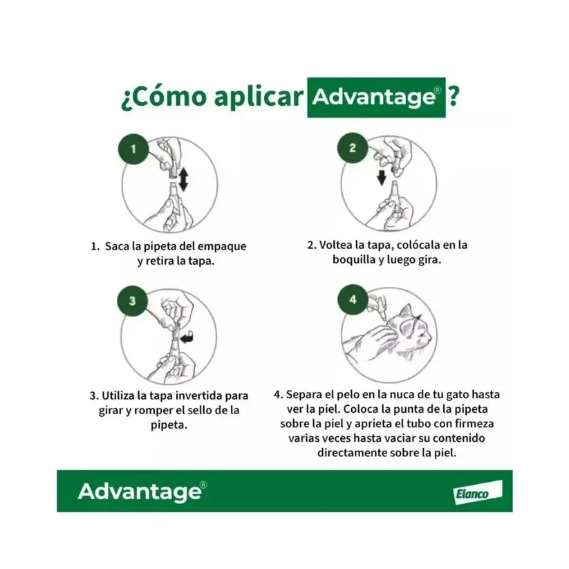 Elanco Advantage Pipeta Gato (hasta 4 kg) (0.4 ml) - Imagen 2